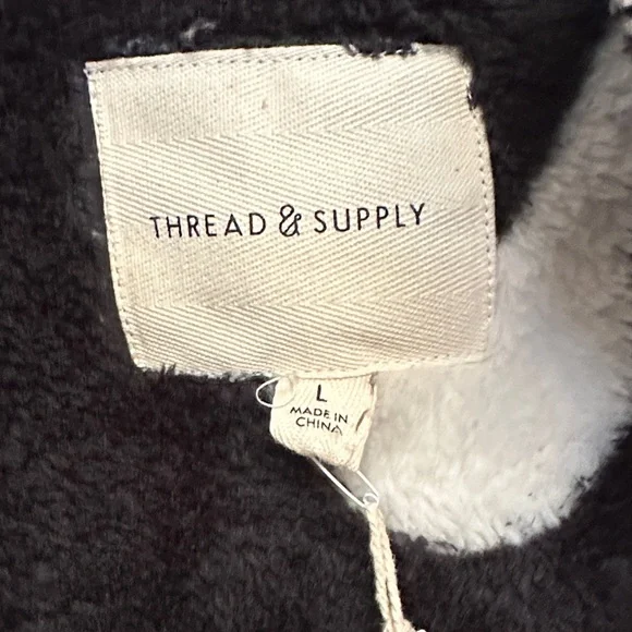 Thread & Supply Black and White Fuzzy Zip Jacket - Picture 4 of 12